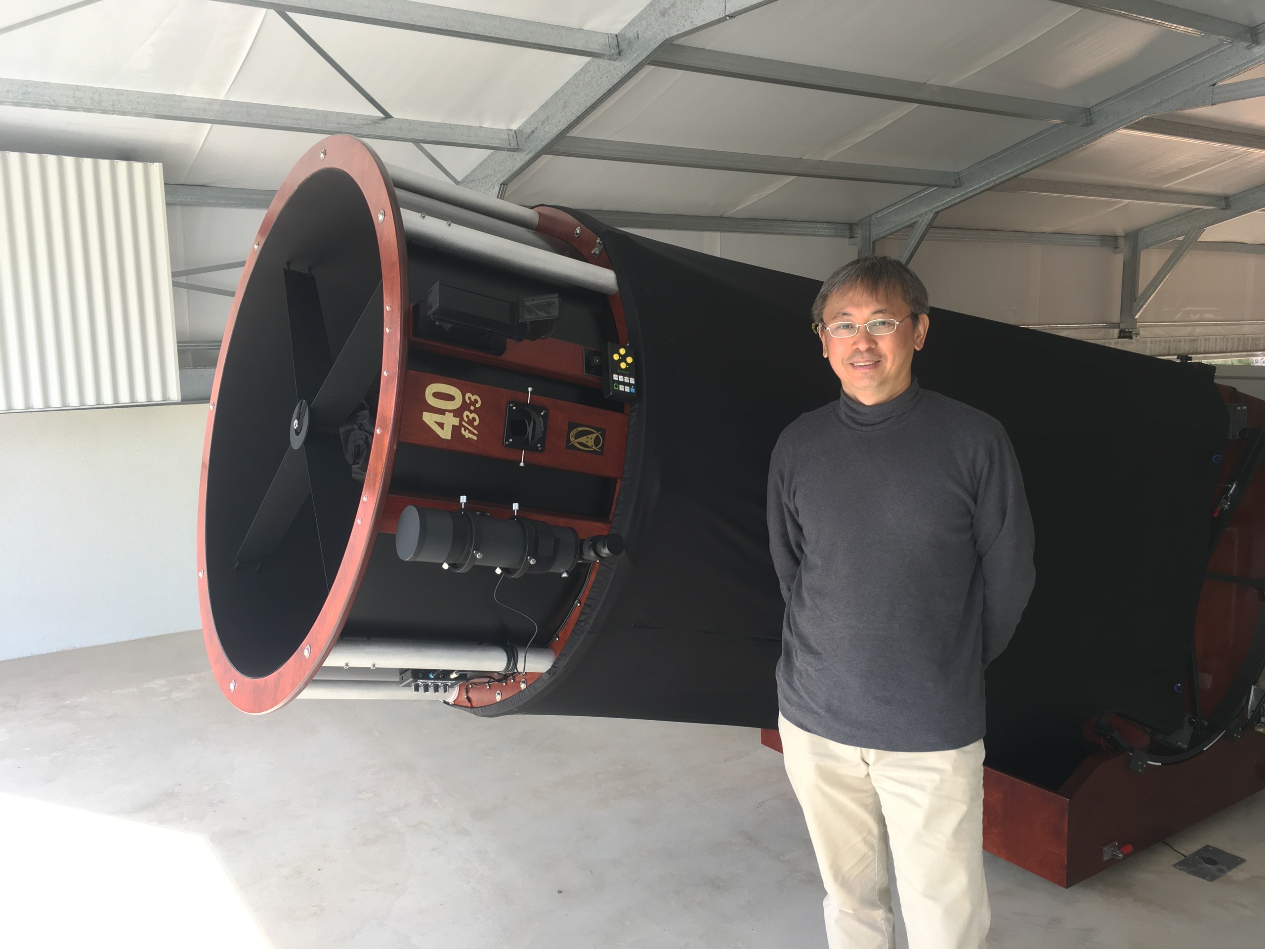 40-inch mirror telescope setup at dusk