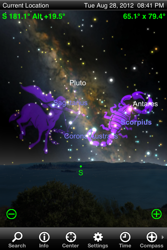 SkySafari showing Scorpius constellation